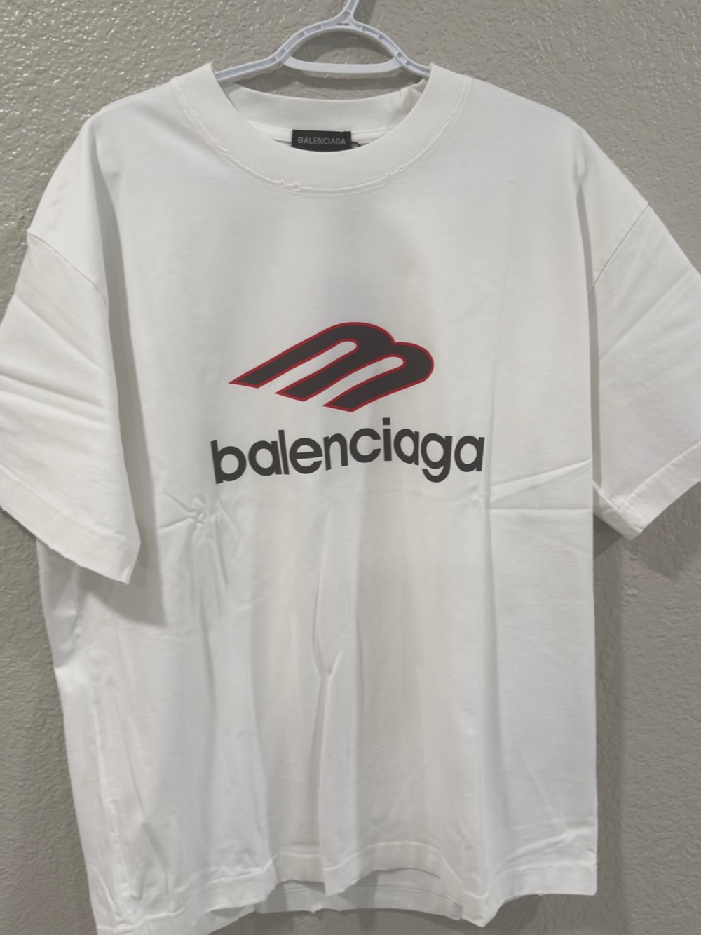 Balenciaga White Tee with Black and Red Logo like XL